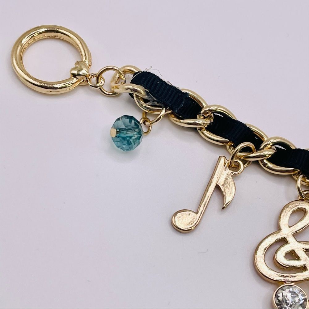 NWT Betsey Johnson Guitar Treble Clef Music Note Heart Arrow Charm Bracelet - Picture 3 of 9
